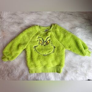 Hanna Andersson Bright Lime Green Grinch Plush Sweatshirt